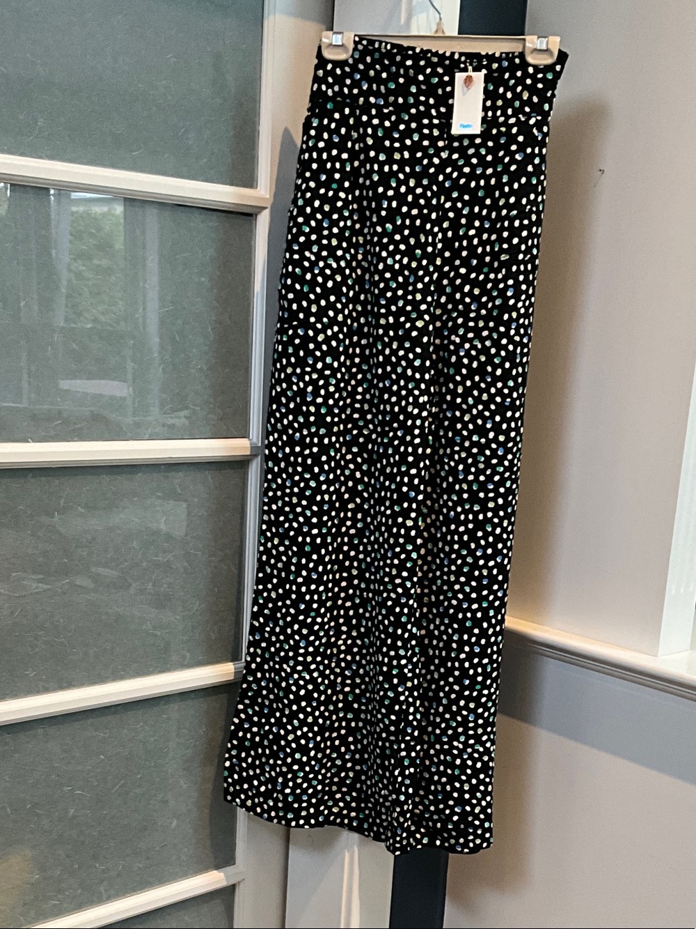 Hatley Black pants with White, Teal & Blue Polka Dots
